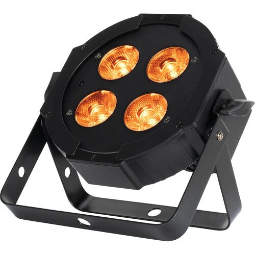 Produce a wide variety of bright color washes and smooth color mixing with theEliminator Lighting Mega Hex L Pak4, a 4-pack of low-profile RGBLA+UV (red, green, blue, amber, and white, plus ultraviolet) LED Par fixtures, each equipped with four 20W (6-in-1) Hex LEDs that have a beam angle of 17&deg;.