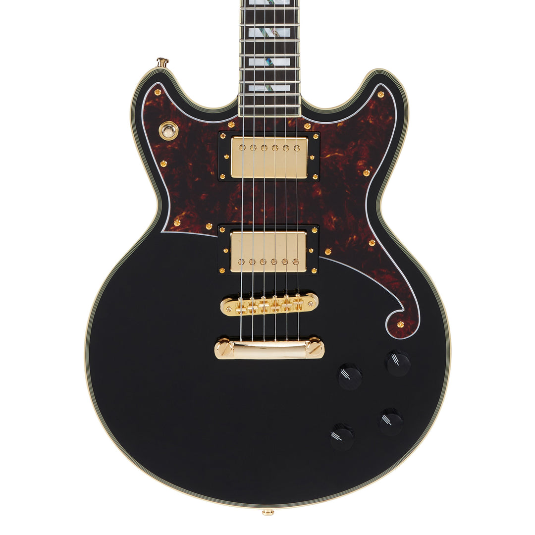 D'Angelico DADBRISBK2GS Deluxe Brighton Double Cutaway Solid Body Electric Guitar - Solid Black