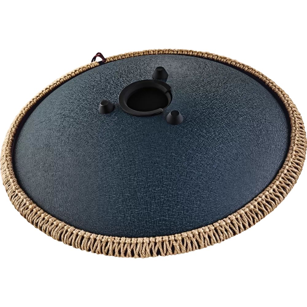 Meinl 16'' Octave Steel Tongue Drum, D Amara, Lasered Floral Design - Navy Blue