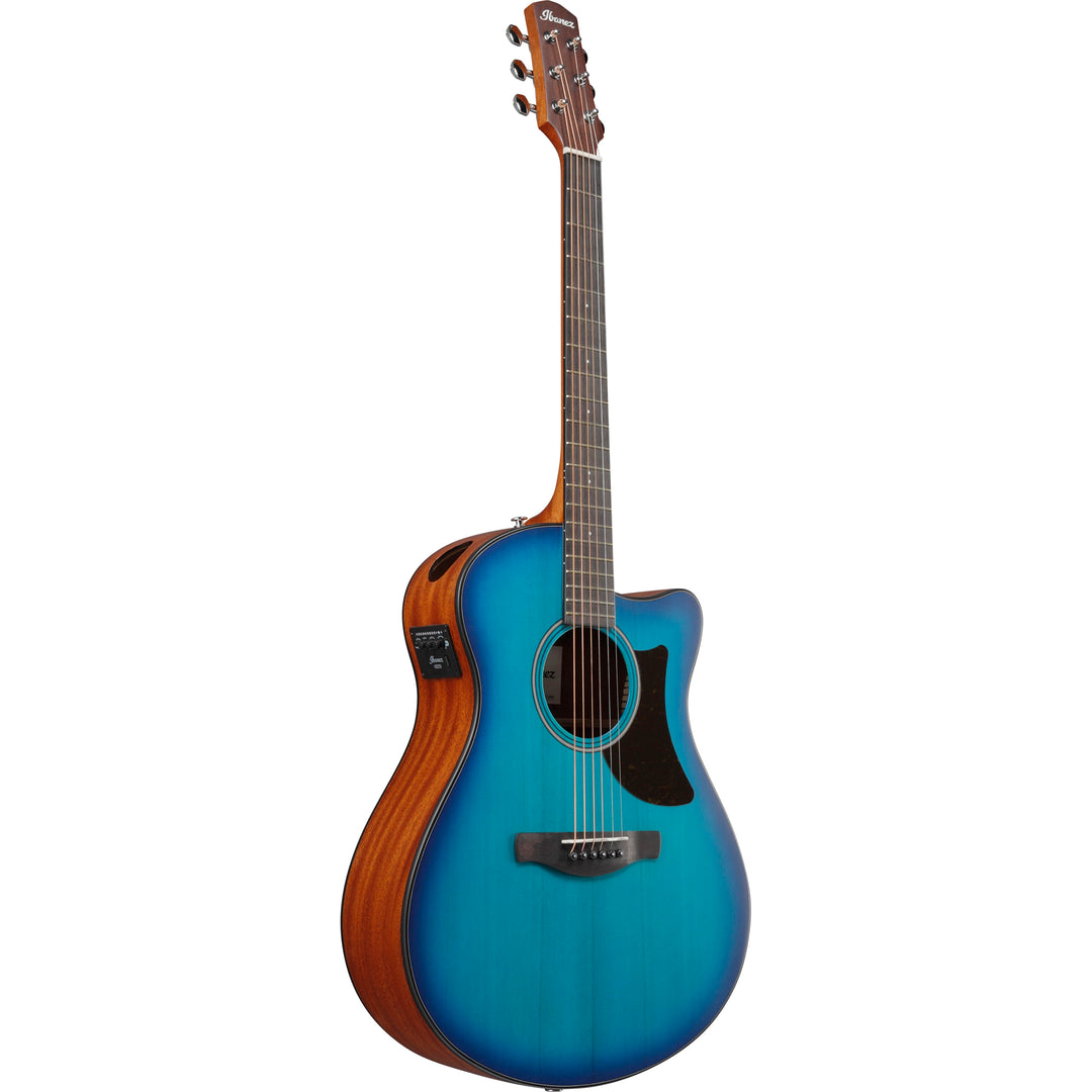 Ibanez AAM50CESBO Acoustic/Electric Guitar - Sapphire Blue Burst Open Pore Top, Natural Open Pore Back and Sides