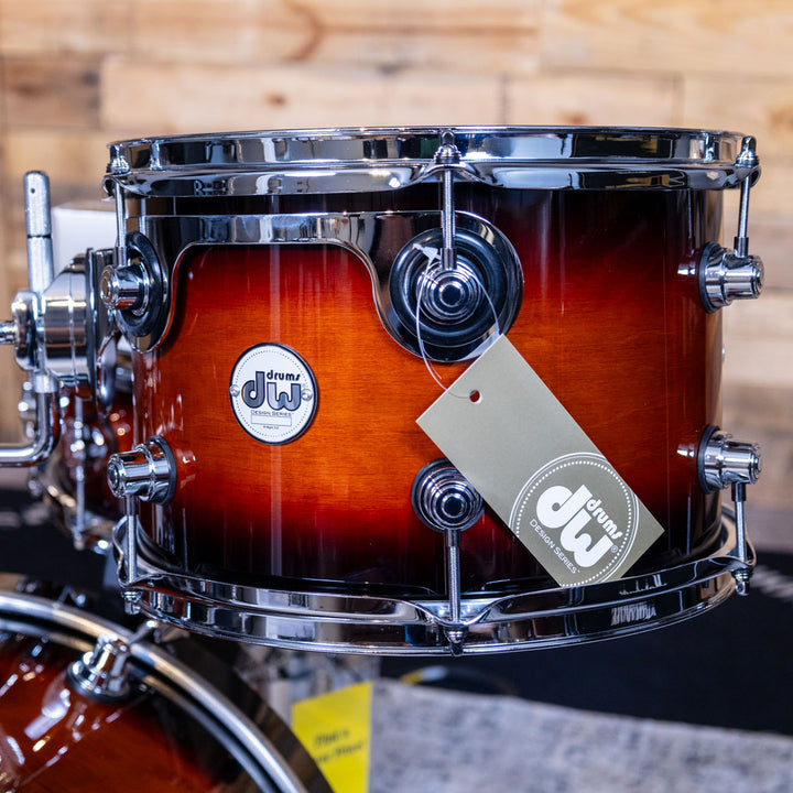 DW Design Series Frequent Flyer 4-Piece Shell Pack Gloss Lacquer Drum Set (8x12, 11x14, 12x20, 5x14) - Tobacco Burst