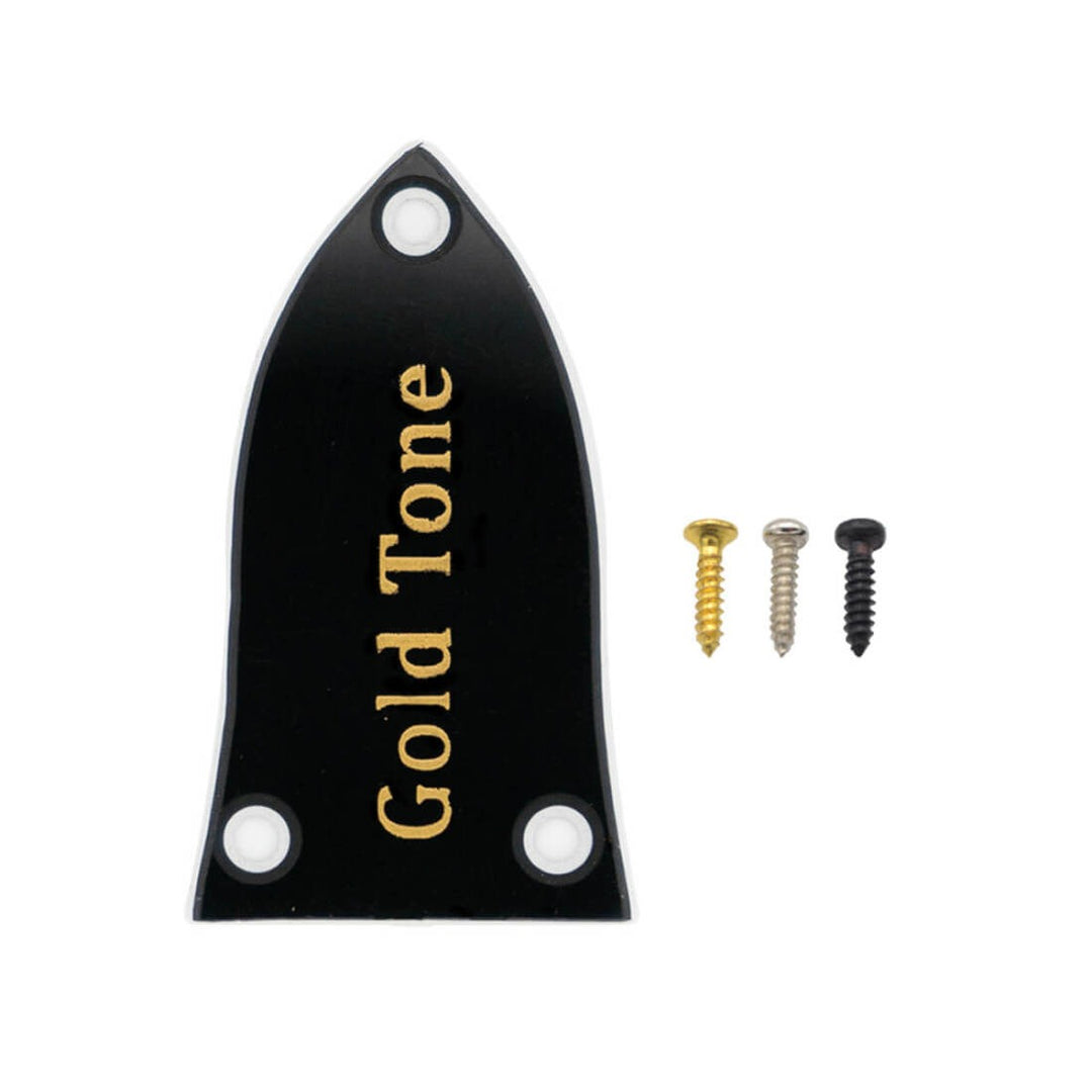 Gold Tone Triangle Truss Rod Cover. Please Note: Only chrome screws included