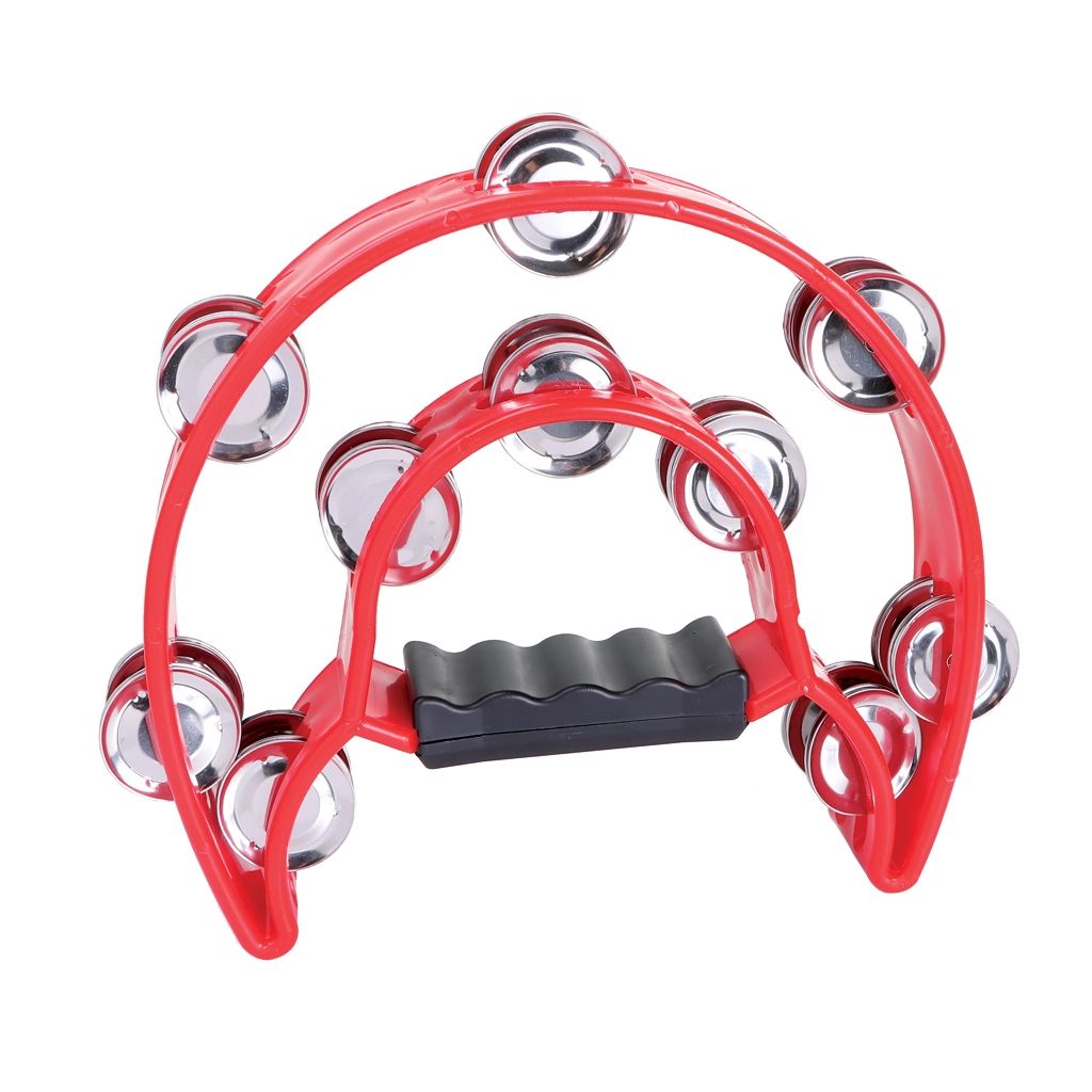Granite Percussion Heavy Duty Half-Moon Tambourine with Inside Row - Red