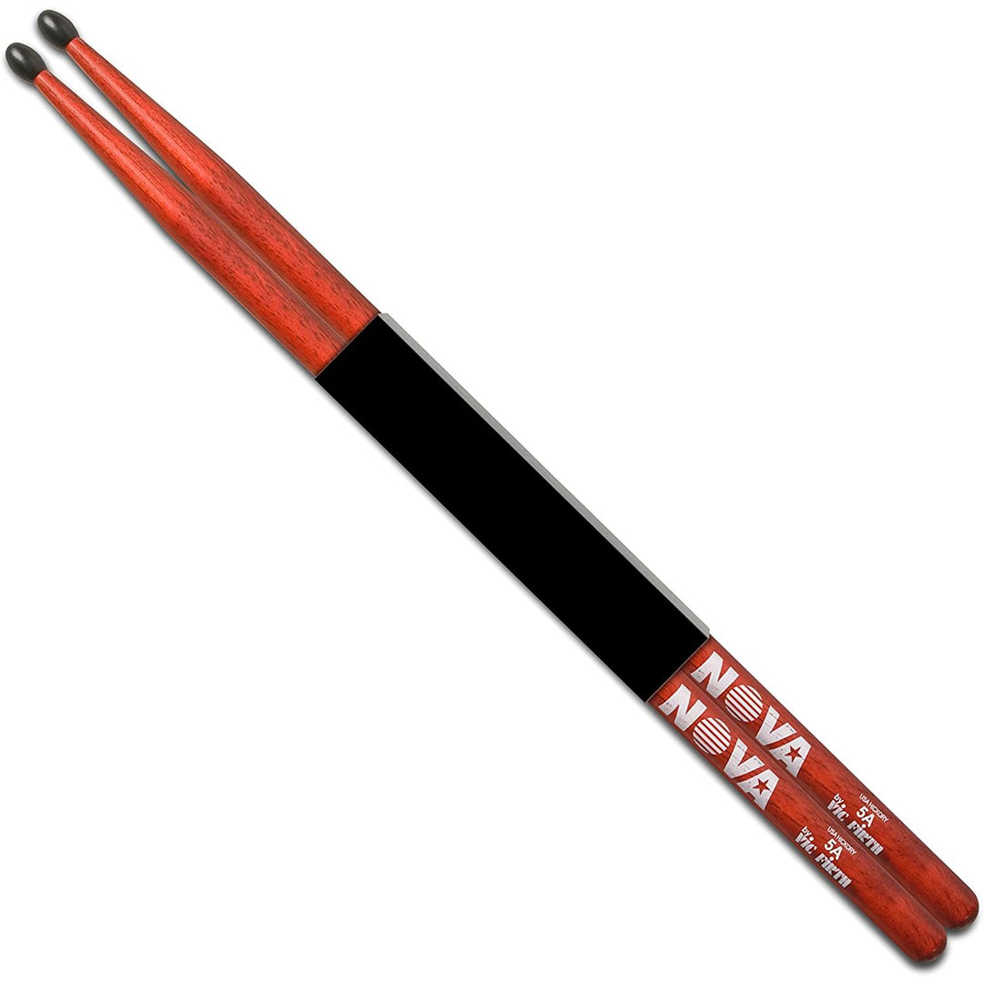 Vic Firth NOVA 5A Nylon Tip Drum Stick  - Red Stain