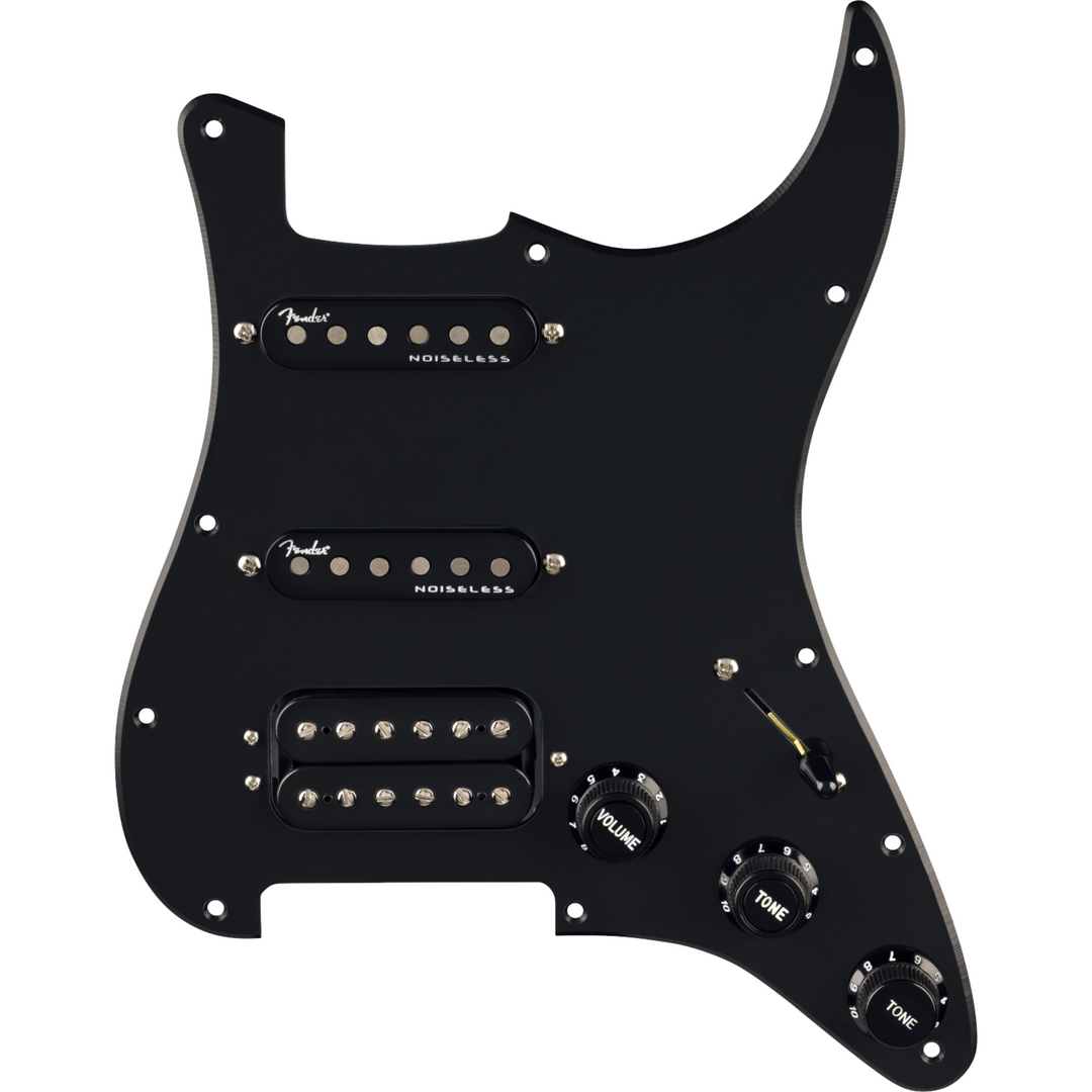 Fender Pre-Wired Strat® Pickguard -  Quadra Tap™/Ultra Noiseless™ HSS -  Black 11 Hole PG
