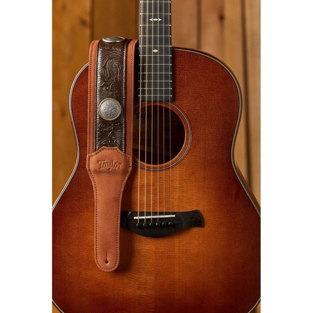 Taylor Guitars 3'' Grand Pacific Leather Strap, Nickel Conchos - Brown