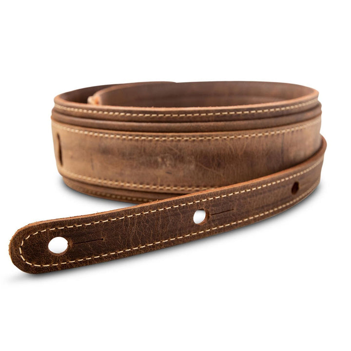 Taylor Wings Distressed Leather Guitar Strap, 2.5" - Dark Brown Leather