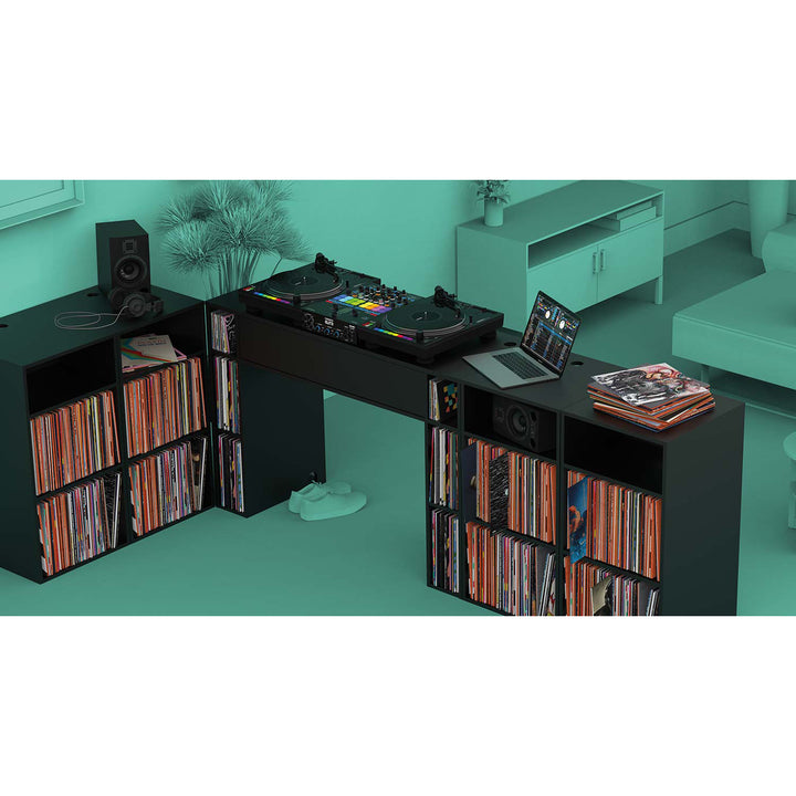 Glorious Modular Mix Station DJ Table w/ Record Storage - Black
