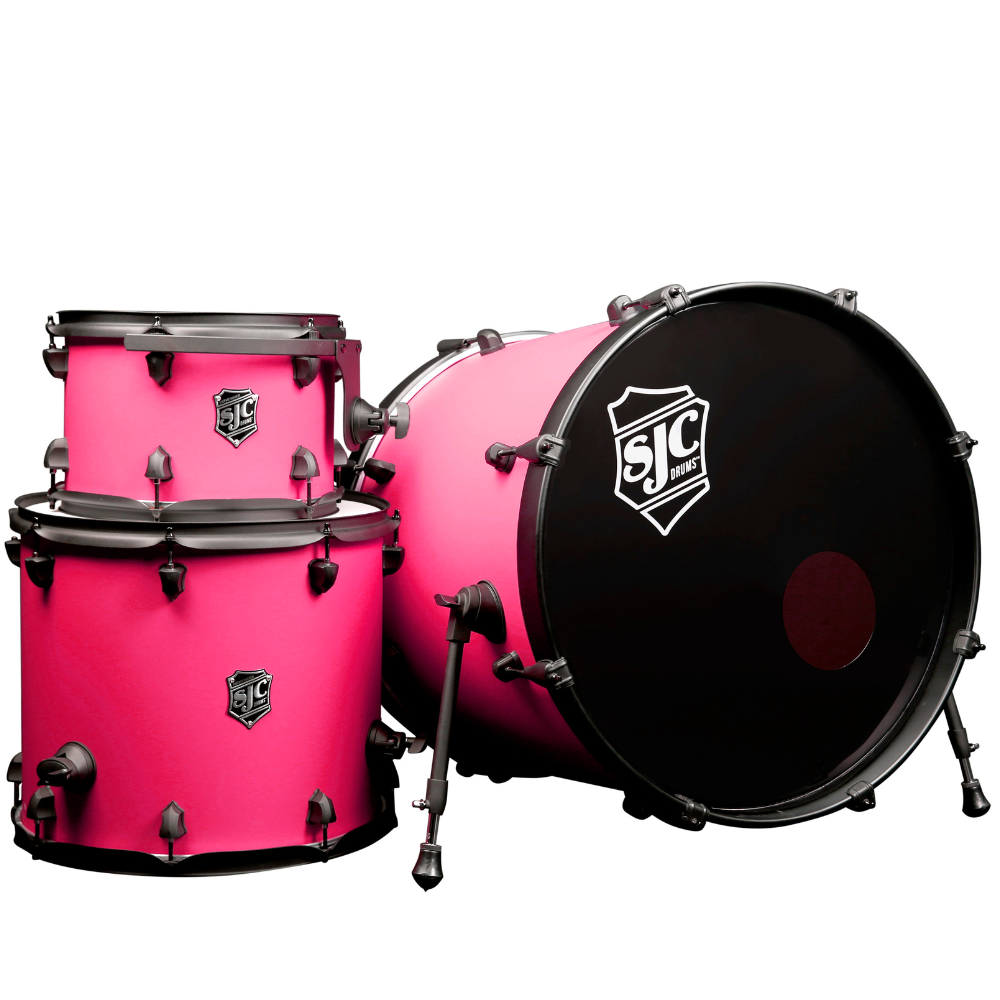 SJC Drums PFK322FBMMWBJ Pathfinder 3pc Kit (8x12,14x16,18x22) - Mad Magenta, Black HW