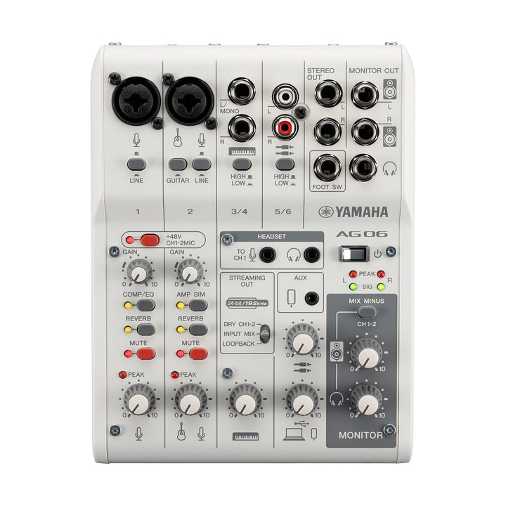 Yamaha AG06MK2 W 6-Channel Mixer USB Interface - White