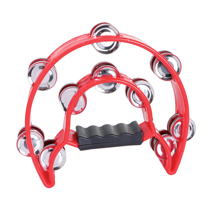 Granite Percussion Heavy Duty Half-moon Tambourine with Inside Row - Red
