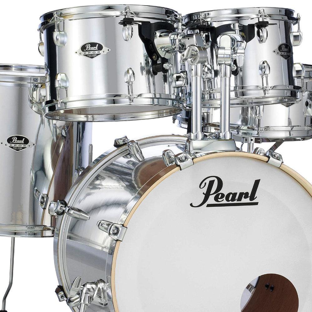 Pearl Export Exx 5-piece Drumkit & Hardware in Mirror Chrome W/ Zildjian Cymbal Pack & Throne - Exx725zpc49â€t1