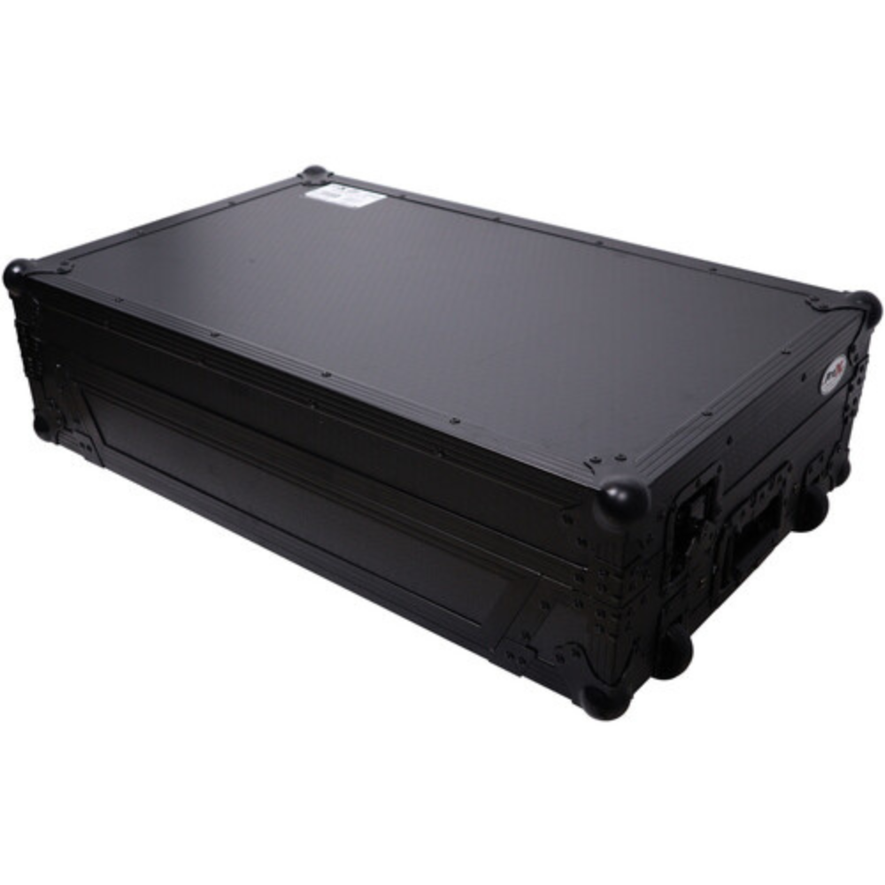 ProX XS-DDJFLX10WLTBLLED ATA Flight Style Road Case for Pioneer DDJ-FLX10 DJ Controller w/ Laptop Shelf 1U Rack Space Wheels & LED - Black Finish