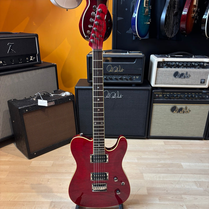 Fender - FMT-HH Carved Top Telecaster - Transparent Crimson Red w/ Fender Bag (2012) - USED