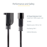 Startech PAC100 Power Cable - IEC 60320 C14 to NEMA 5-15 - 1ft