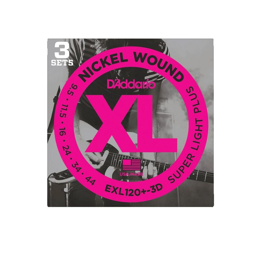 D'Addario EXL120+ Super Light Plus Electric Guitar Strings, 9.5-44 - 3 Pack