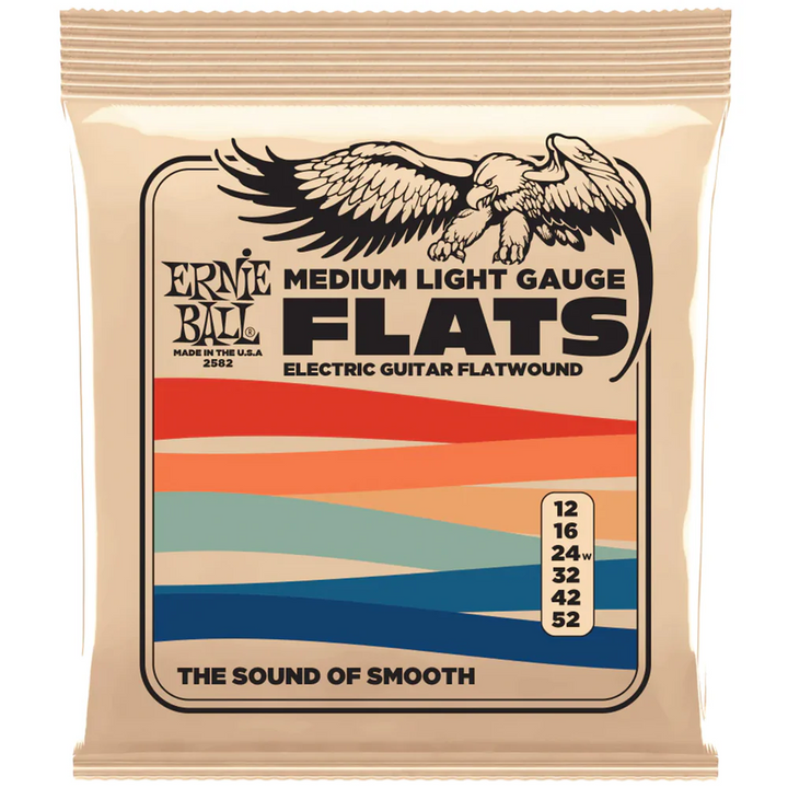 Ernie Ball 2582EB EB Medium-Light Stainless Steel Flatwound Electric Guitar Strings 12-52