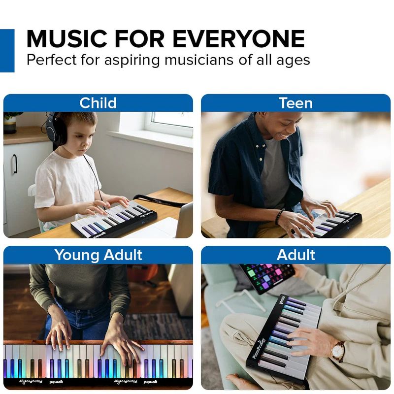 Gemini GPP-101 Expandable 24 Key Wireless MIDI Learning Keyboard
