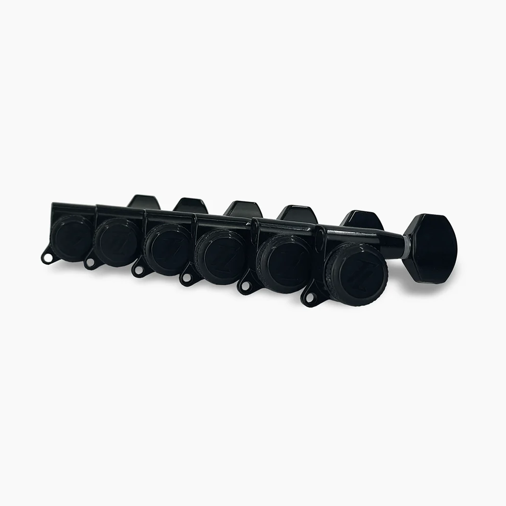 Allparts TK-7116-003 True Lok Mid Size Locking Tuners, 6-in-line, Staggered Posts, Black