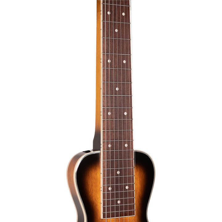 The Gold Tone LS-8 evokes the Oahu Tonemaster, one of the most revered lap steels of the 1950s. Our version is so close to the original that owners of Oahu instruments buy LS-8 pickups and hardware from us for use in the restoration of their prized guitars. The LS-8 is set up for F6 tuning (DFACDFAC) but other tunings can be accommodated by installing strings that are gauged for those tunings.
