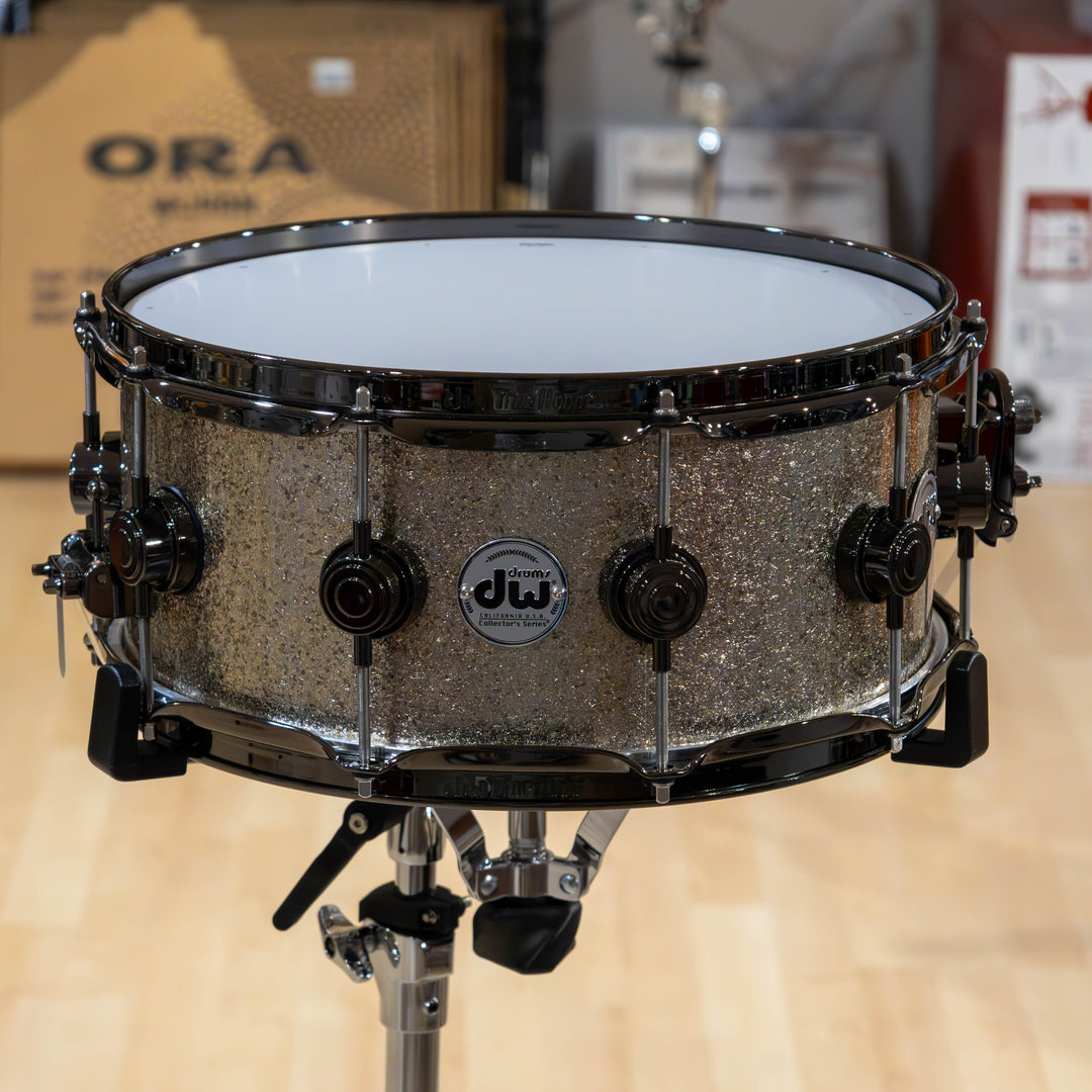 DW DRM10614SSN095 Collectors Maple/Mahogany Nickel Sparkle Glass Snare