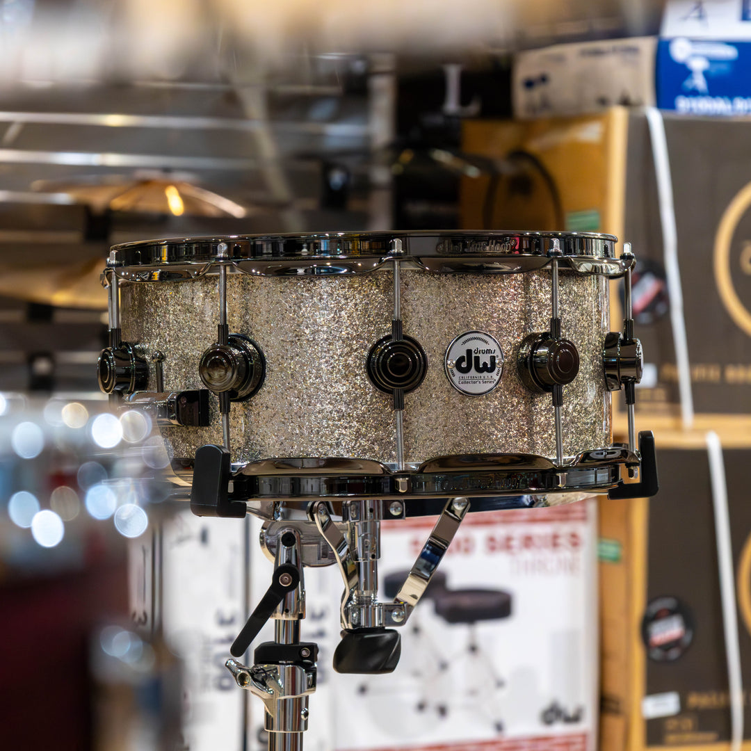 DW DRM10614SSN095 Collectors Maple/Mahogany Nickel Sparkle Glass Snare