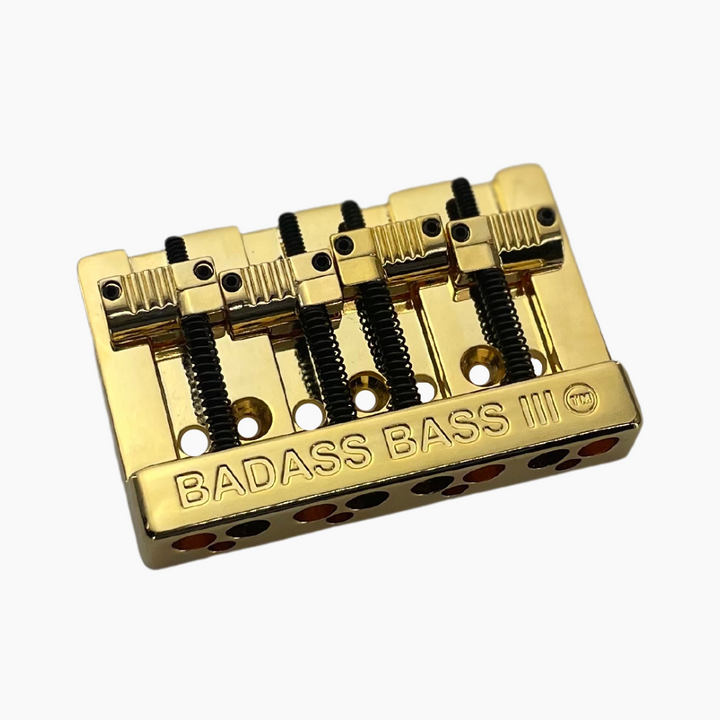 Allparts BB-3343-002 - Leo Quan® Badass III™ 4-String Bass Bridge - Grooved Saddles, Gold