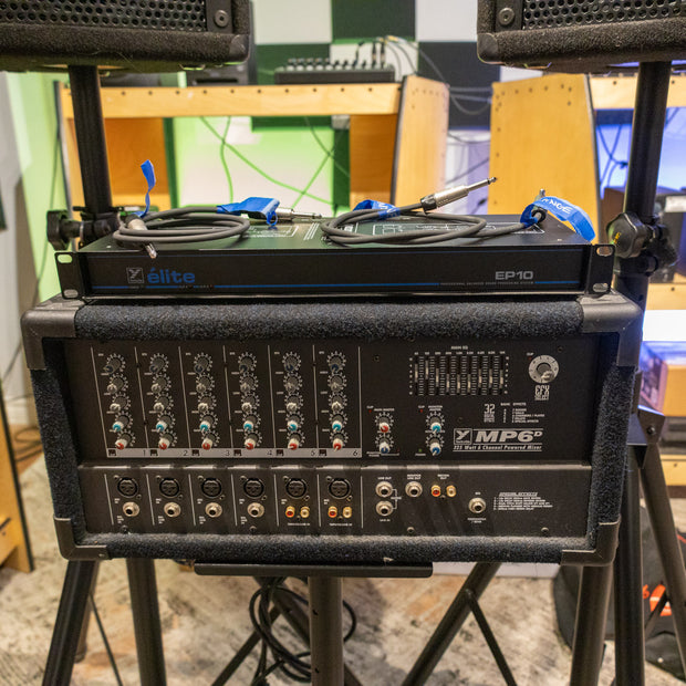 COMPLETE - Yorkville PA System (6 Ch Powered Mixer, Passive 10 SPK's, Crossover & All Patch Cables)- Used