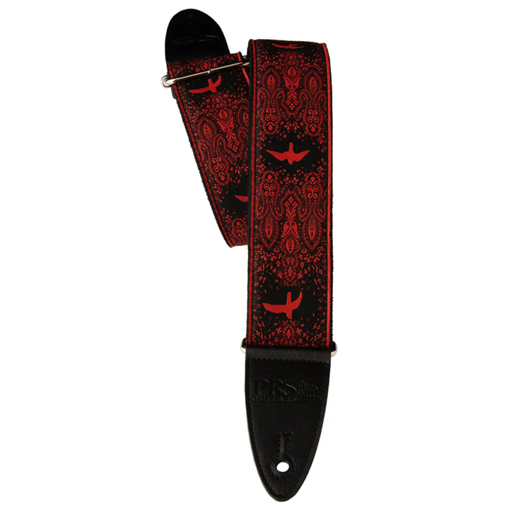 PRS 2" Guitar Strap Custom Jacquard Birds Fleur - Red