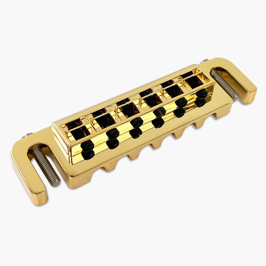 Allparts GB-3347-M02 Leo Quan® Badass Wraparound™ Guitar Bridge with Metric Locking Studs - Gold