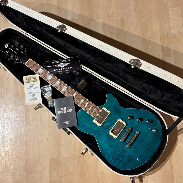 Reverend - Roundhouse HH FM Transparent Turquoise w/ Reverend HD Case (2020) - USED