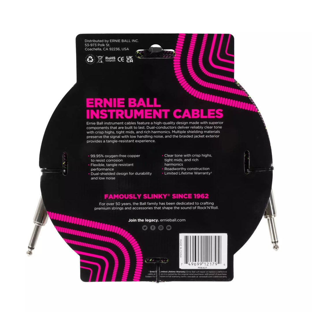 Ernie Ball 6427EB EB 10' Braided Cable Instrument Cable Straight/Straight - PurplePython