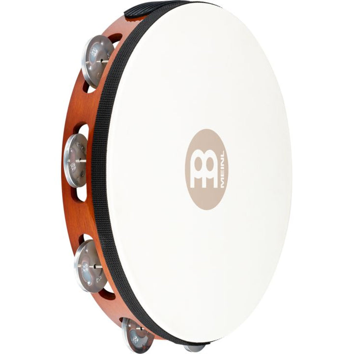 Meinl Percussion 10" Traditional Goatskin Wood Tambourine Single row Antique Brown Aluminum jingles