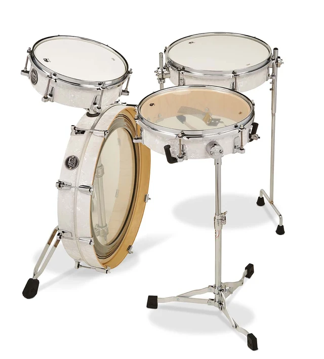 DW Performance Series Low Pro 4-Piece Shell Pack Finish Ply Drum Set (3x10, 3x13, 3x20 w/ 3x12 Snare) - White Marine