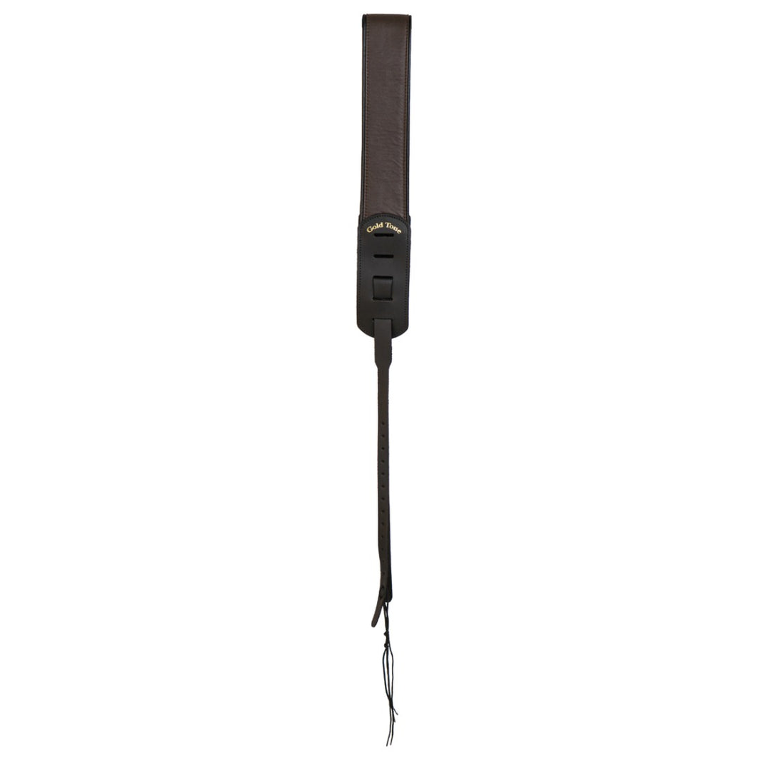 Designed by Wayne, this deluxe version of the LS Cradle Strap combines three layers of super-soft leather that are folded to pamper your shoulder. The cradle design supports the weight of the banjo evenly, without stressing any part of their instrument. Its fully stitched construction has no metal parts to mar your banjo. Includes tie lace.