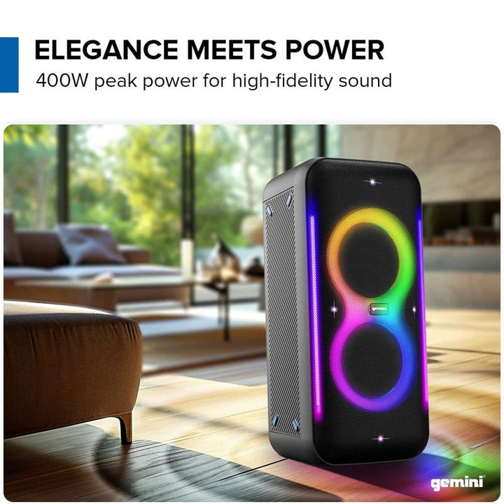 Gemini GRV-2650L 400W Dual 6.5” Professional Speaker w/ LED Party Lighting