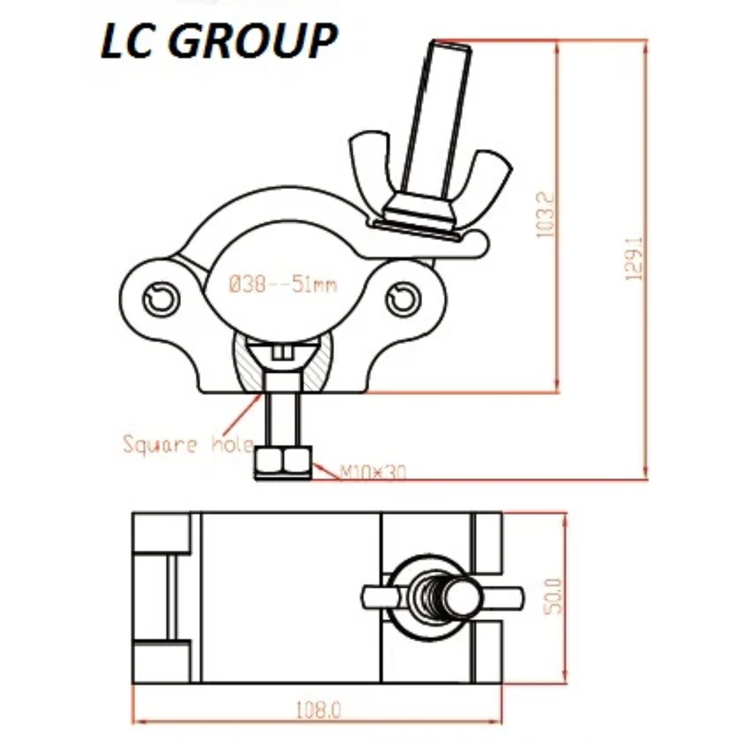 LCG LCG-10021HS Half Clamp Hex 500kg (Silver)