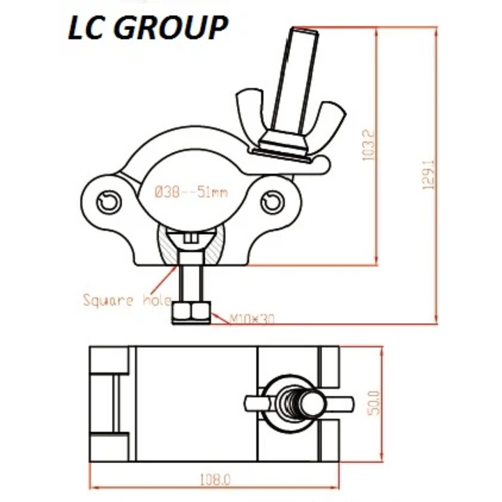 LCG LCG-10021HS Half Clamp Hex 500kg (Silver)