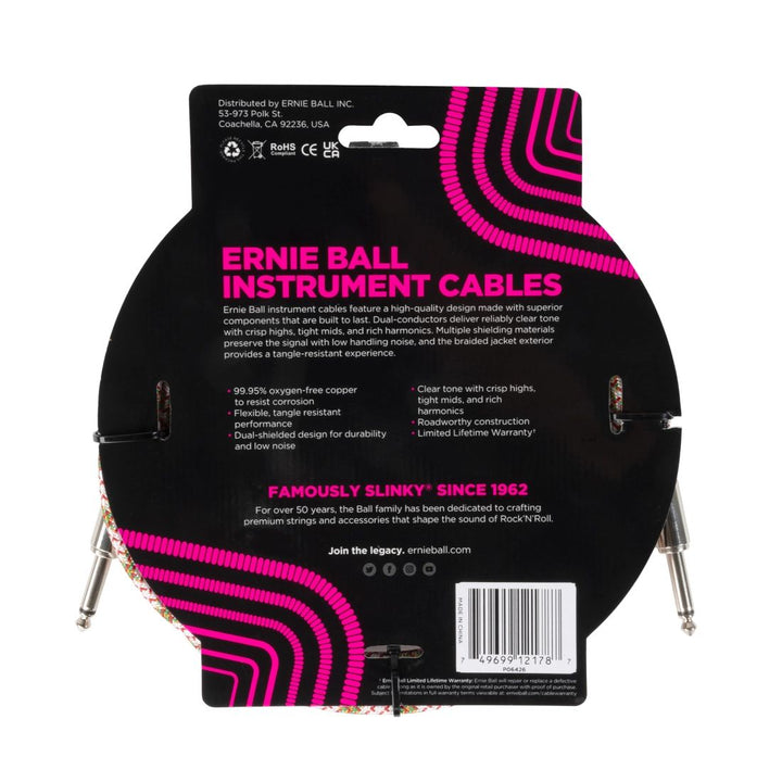 Ernie Ball 10' Straight Braided Cable - Emerald Argyle