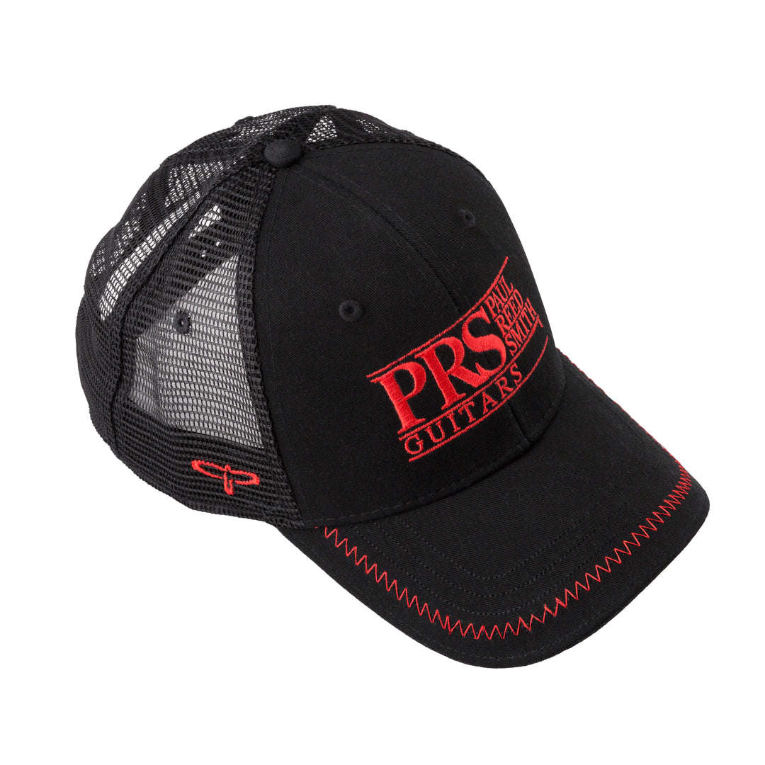 PRS Hat Trucker Block Logo - Red On Black
