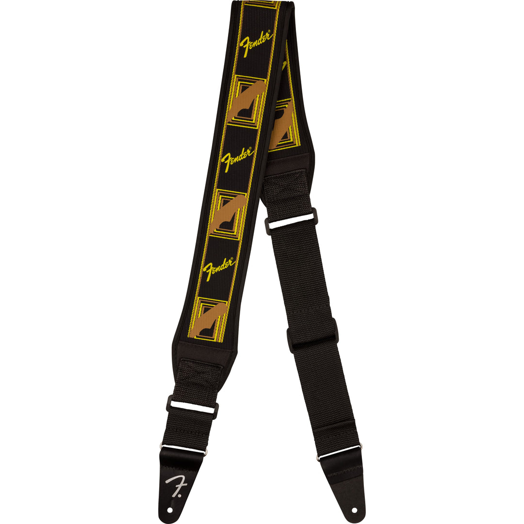 Fender Swell™ Neoprene Strap, Blk/Ylw/Brn Mono, 2.5"