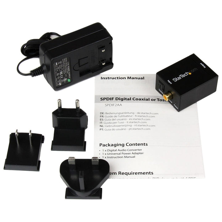 Startech SPDIF2AA SPDIF Digital Coaxial or Toslink Optical to Stereo RCA Audio Converter