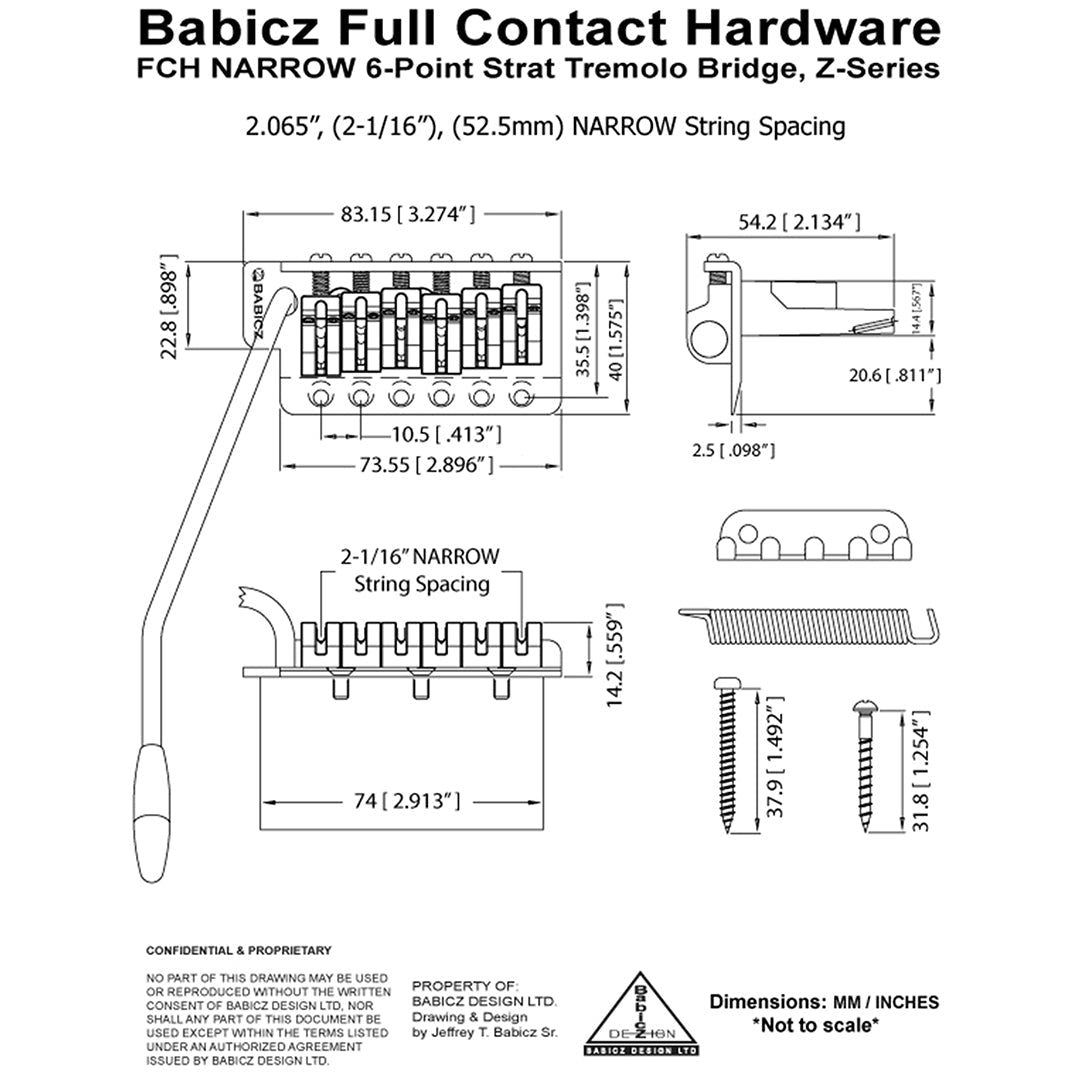 Allparts SB-3543-010 - Babicz Full Contact Babicz FCH Z Series 6 Hole Strat Tremolo Narrow