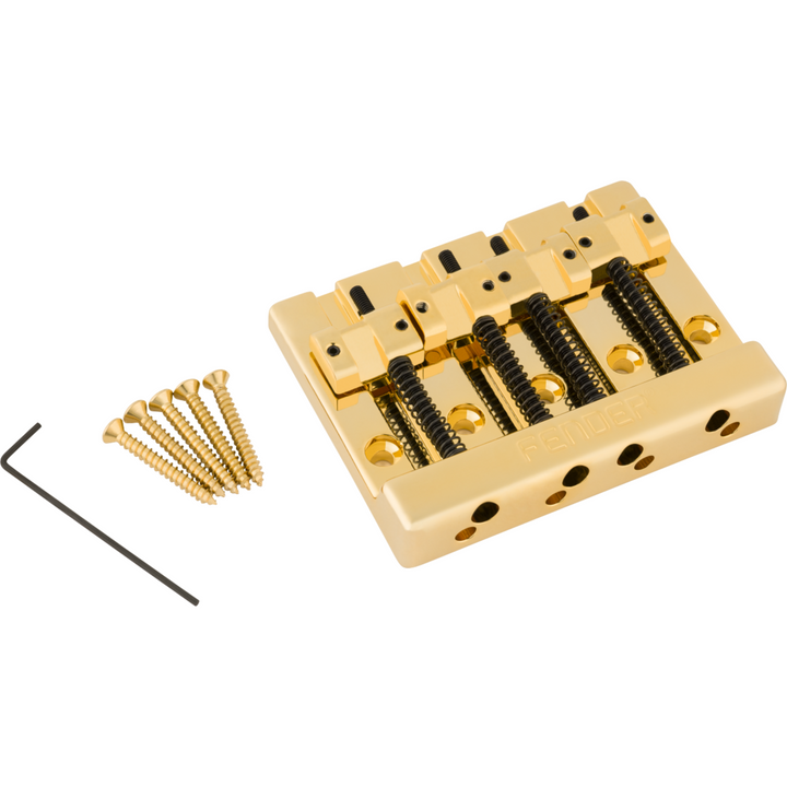 Fender ® HiMass™ 4-String Bass Bridge Assembly With Zinc Saddles -  Gold