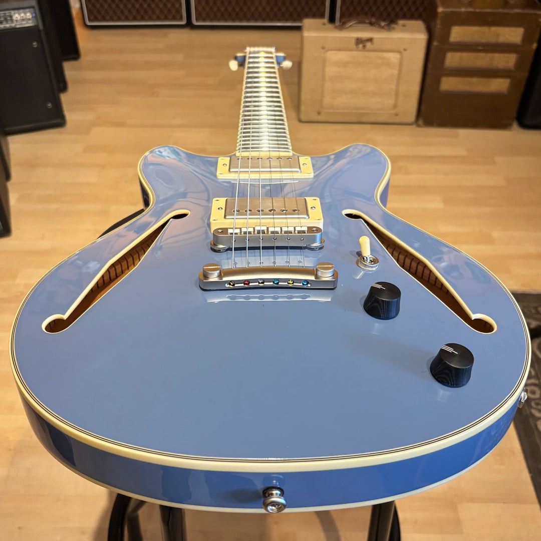 D'Angelico - Excel DC MINI Tour HH Semi Hollowbody  w/ D'Angelico Gig Bag (Slate Blue -2022)  - USED