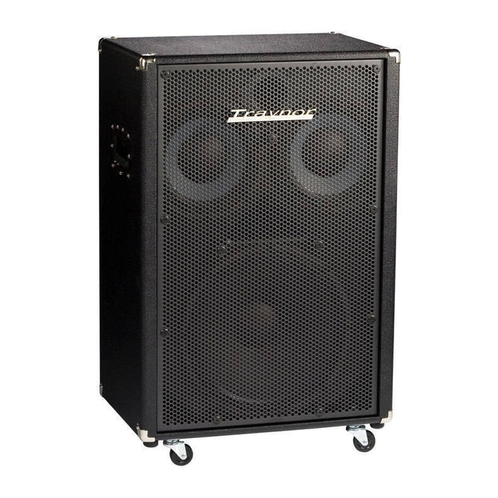600-watt 2x10"+1x15" bass extension cabinet at 4 ohms. Combines the punch of 10" drivers with the depth of a 15" for a full-range bass tone.