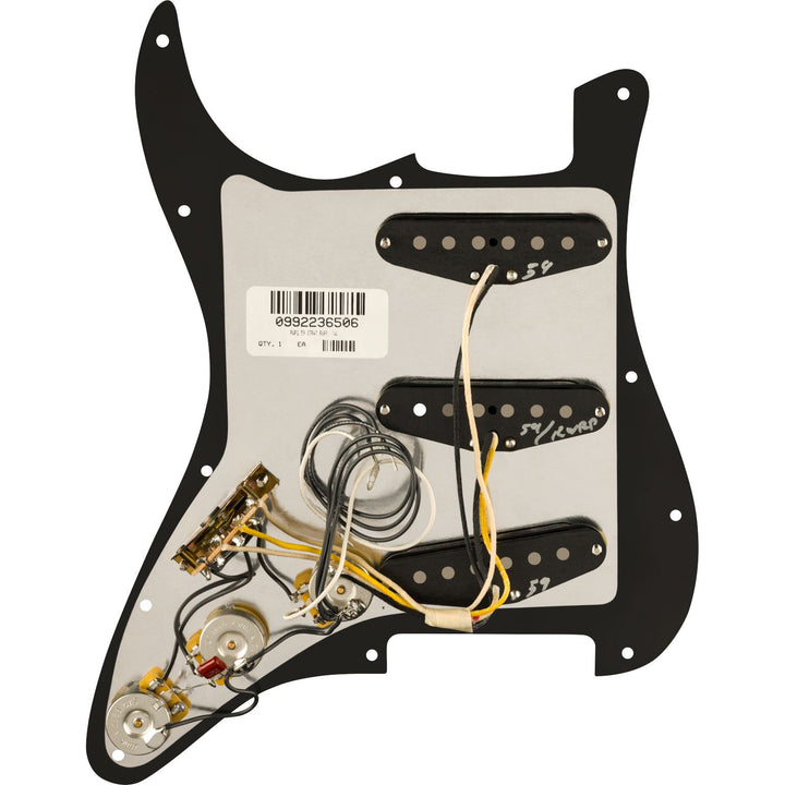 Fender Pre-Wired Strat® Pickguard, Pure Vintage '59 w/RWRP Midde, Black 11 Hole PG