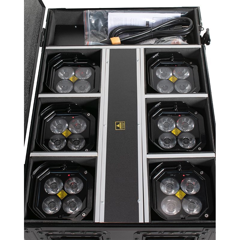 ADJ MIRAGE-Q6-PAK-BLACK 6 MIRAGE-Q6-IP Fixtures w/ Flight Case - Black