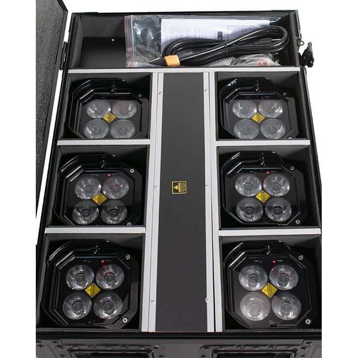 ADJ MIRAGE-Q6-PAK-BLACK 6 MIRAGE-Q6-IP Fixtures w/ Flight Case - Black