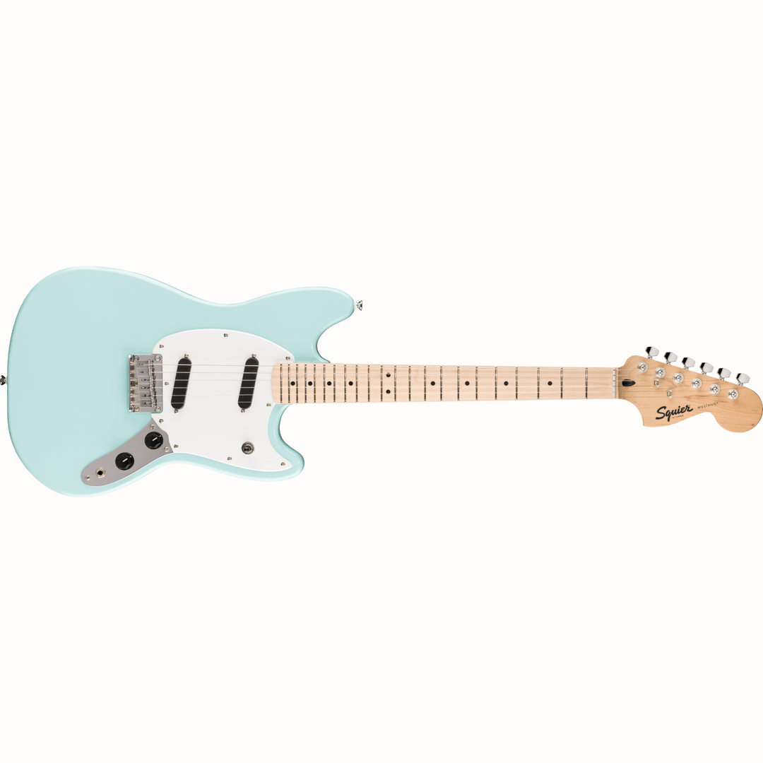 Squier Sonic Mustang, Maple Fingerboard, White Pickguard, (Daphne Blue)